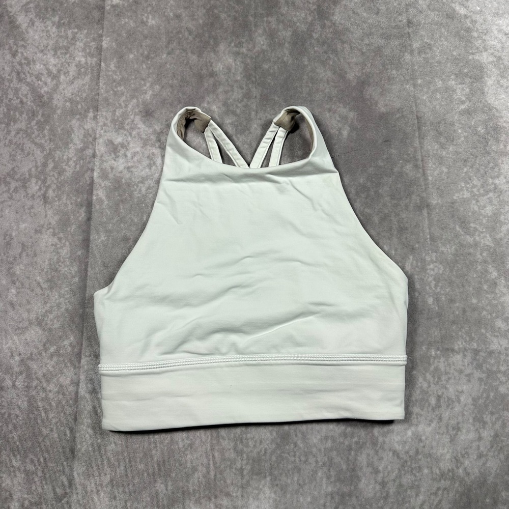 Lululemon Energy Bra High Neck Strappy Back White Yoga Sports Bra 2 4 Chest 24